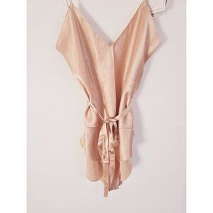 Silk Pink Satin Sleeveless V-Neck Lingerie Cami Y2K Vintage Bodysuit S Small